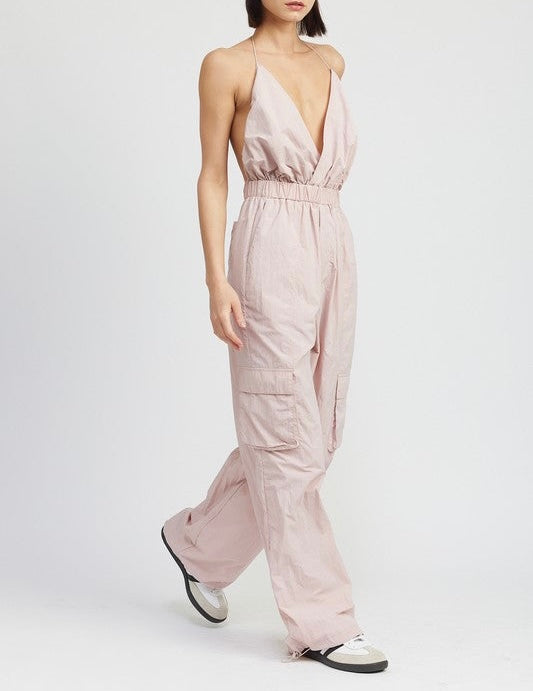 Spaghetti Strap Cargo Jumpsuit