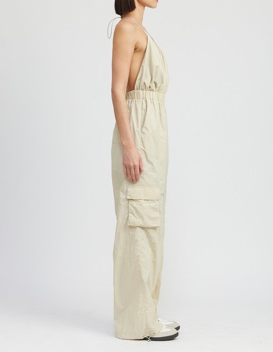 Spaghetti Strap Cargo Jumpsuit