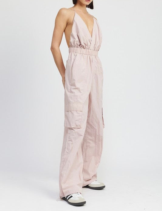 Spaghetti Strap Cargo Jumpsuit