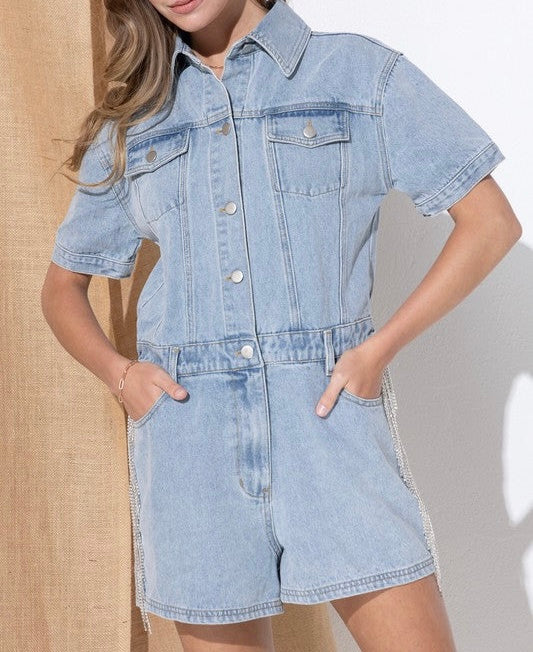 Washed Denim Romper