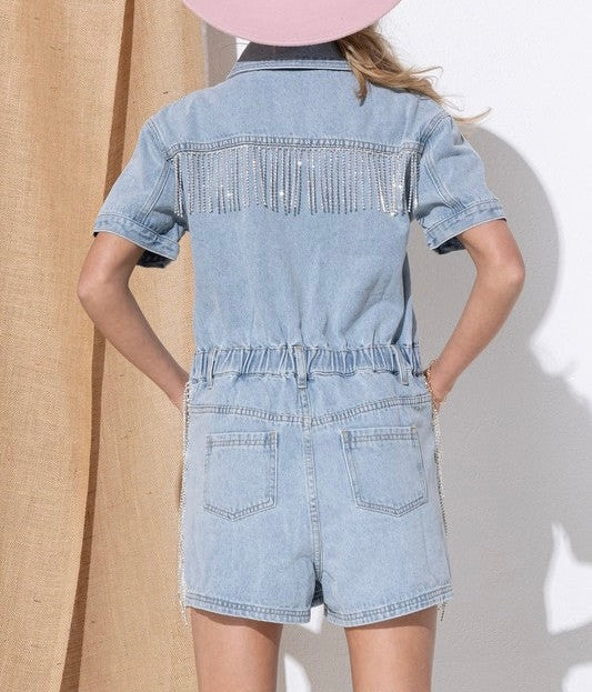Washed Denim Romper
