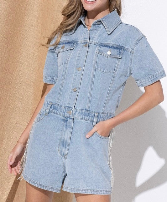 Washed Denim Romper