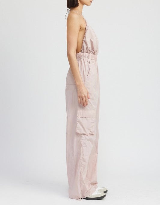 Spaghetti Strap Cargo Jumpsuit