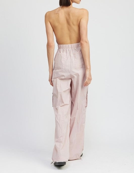 Spaghetti Strap Cargo Jumpsuit