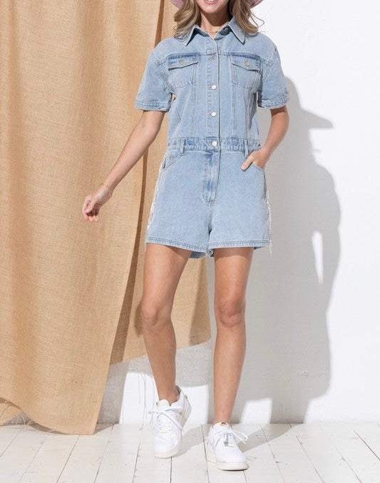 Washed Denim Romper