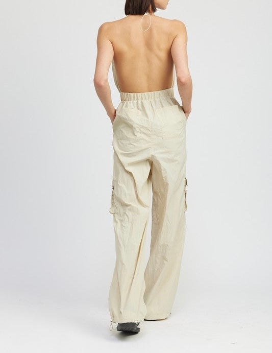 Spaghetti Strap Cargo Jumpsuit