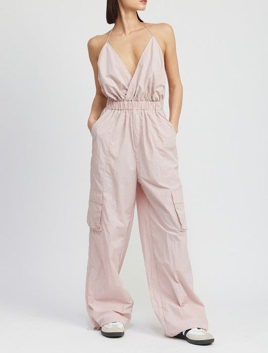 Spaghetti Strap Cargo Jumpsuit