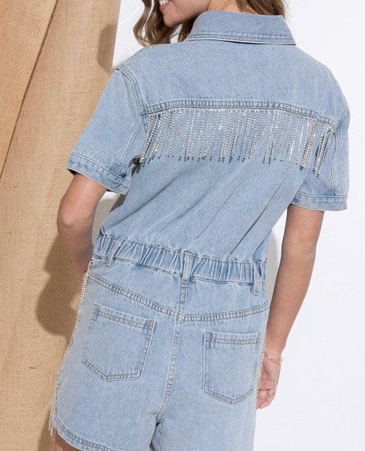 Washed Denim Romper